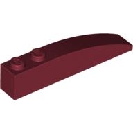 Lego kostka (kostička) 6x1 zakulacená nahoře, tmavě červená (6354021, 4164350, 4234446, 6097641)
